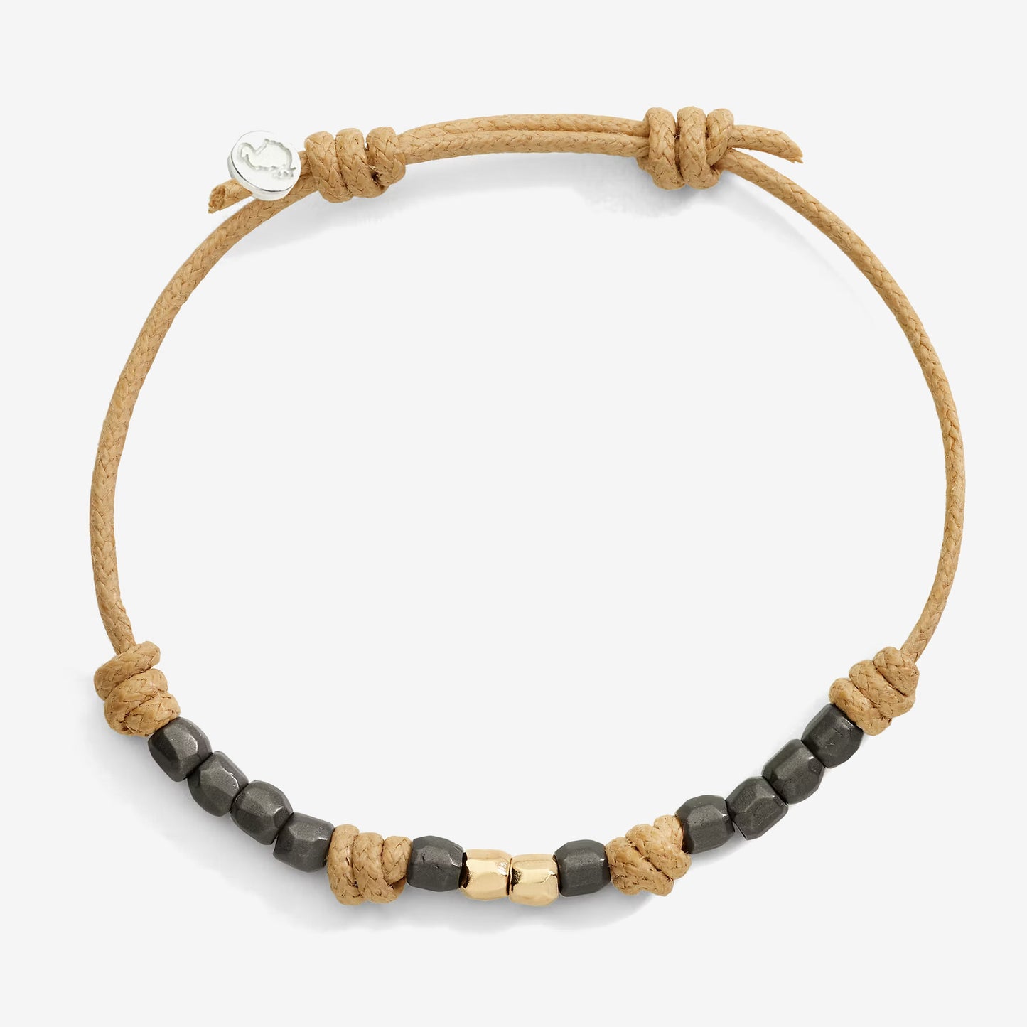 Bracciale Cordino sottile Mini Granelli Titanio e Oro Giallo