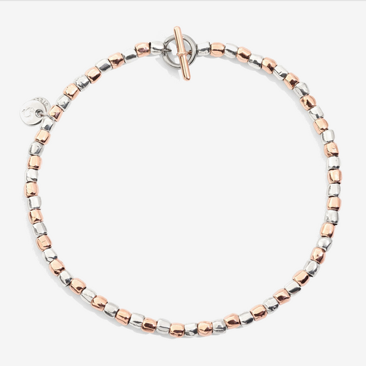Bracciale Mini Granelli Argento e Oro Rosa