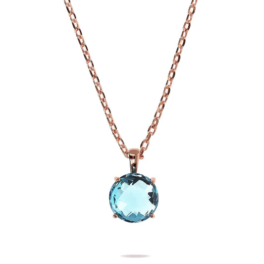 Collana Catena Rolo con Pendente in Prisma Gem Celeste