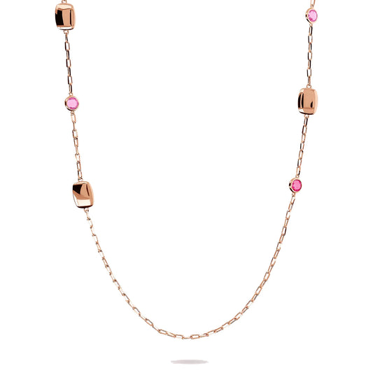 Collana Lunga con Pepite e Prisma Gem Rosa