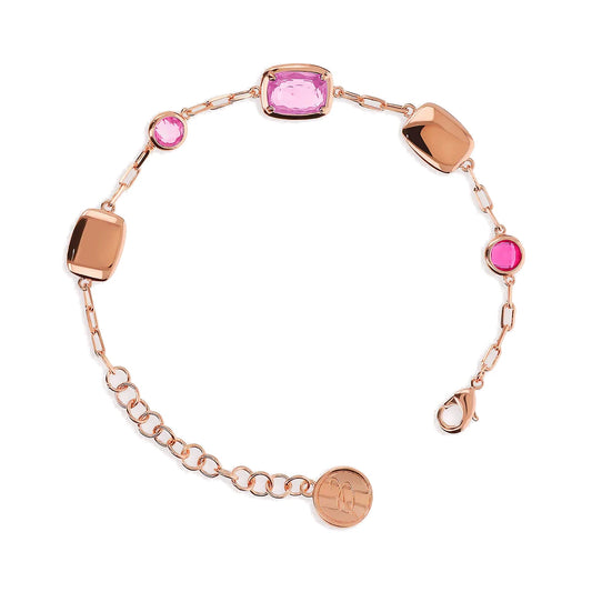 Bracciale con Pepite e Prisma Gem Tonde e a Baguette rosa