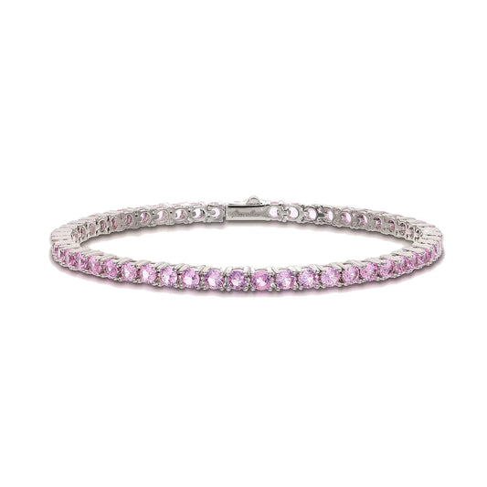 Bracciale Tennis con Cubic Zirconia Tonde Rosa