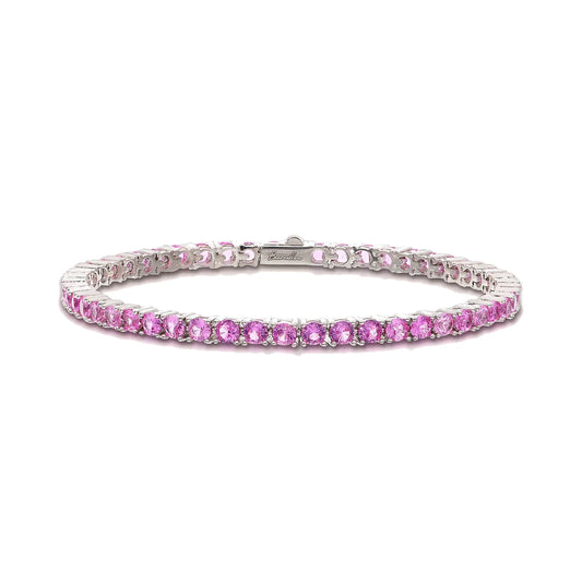 Bracciale Tennis con Cubic Zirconia Tonde Fucsia