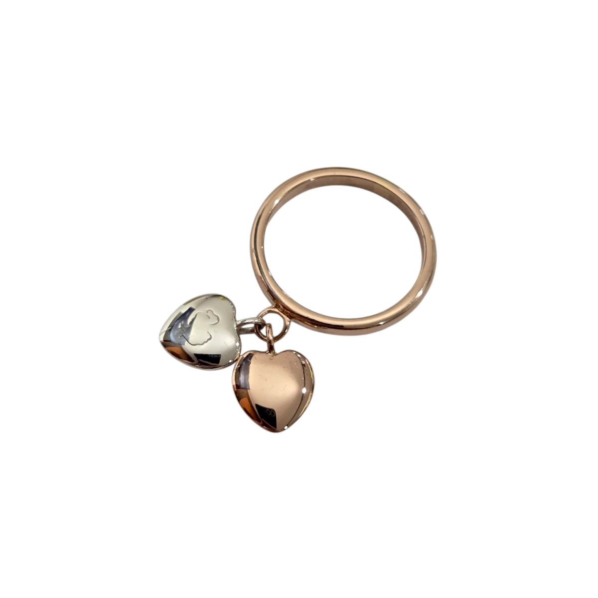 Anello DoDo Due Cuori Oro Rosa e Argento