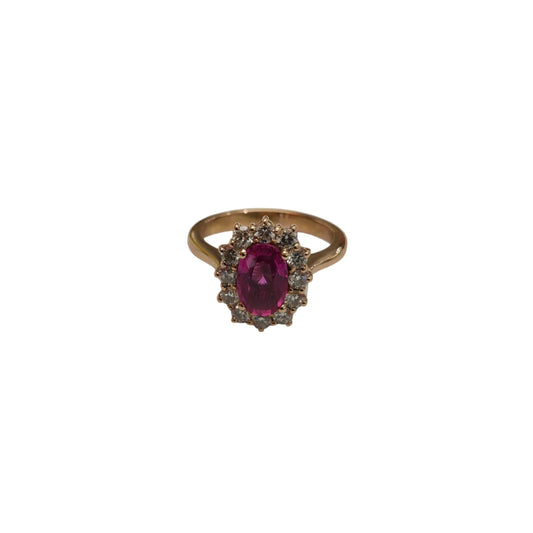 Anello Zaffiro Rosa con Contorno