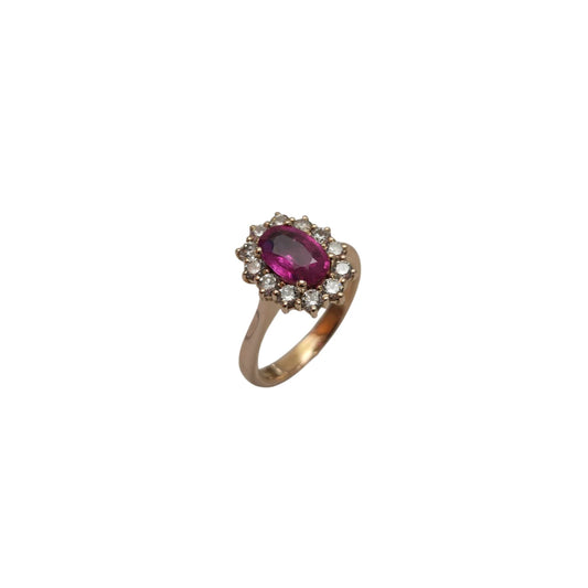 Anello Zaffiro Rosa con Contorno