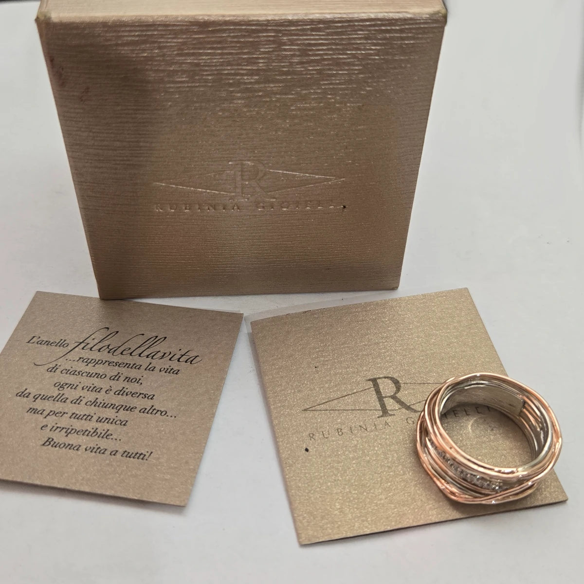 Anello Rubinia Filo Della Vita 13 Fili Oro Rosa