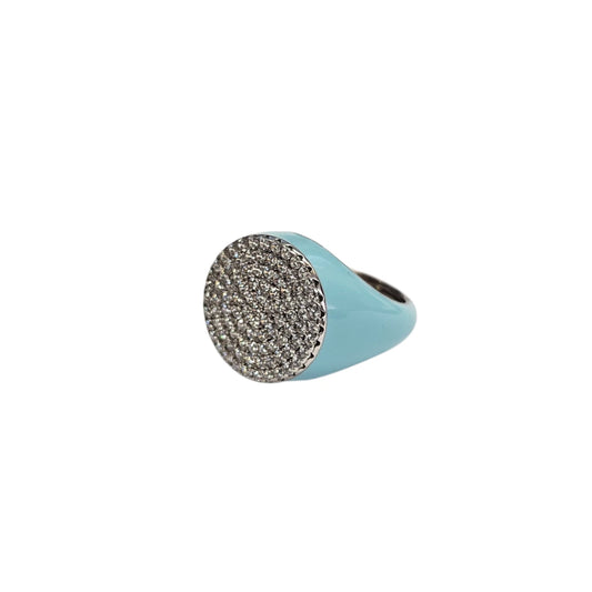 Anello Da Mignolo Smalto Azzurro