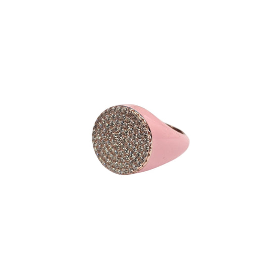 Anello Da Mignolo Smalto Rosa