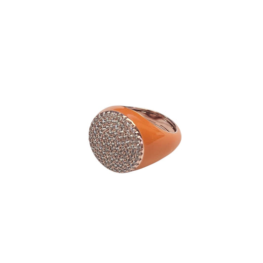 Anello Da Mignolo Smalto Arancione