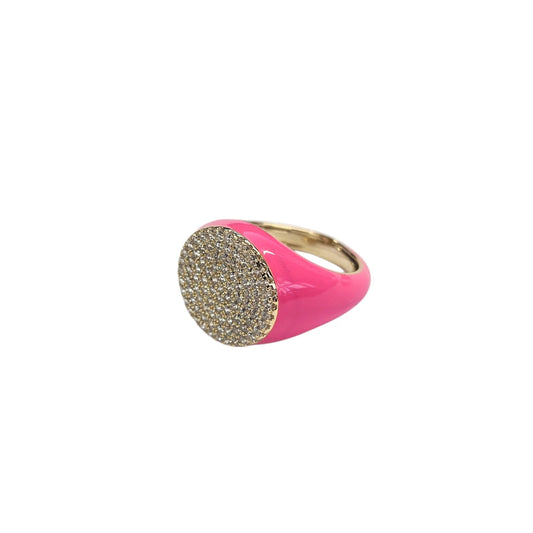 Anello Da Mignolo Smalto Fucsia