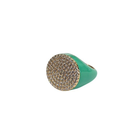 Anello Da Mignolo Smalto Verde