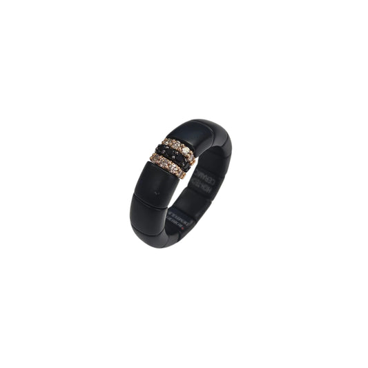 Anello Roberto Demeglio Ceramica Nera 3 Barrette