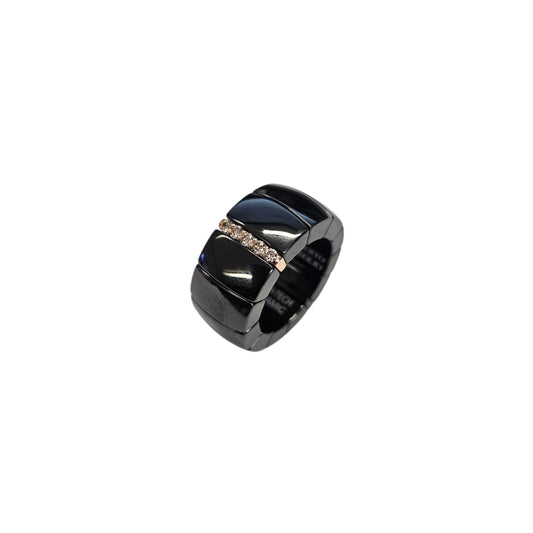 Anello Roberto Demeglio Ceramica Nera e Oro