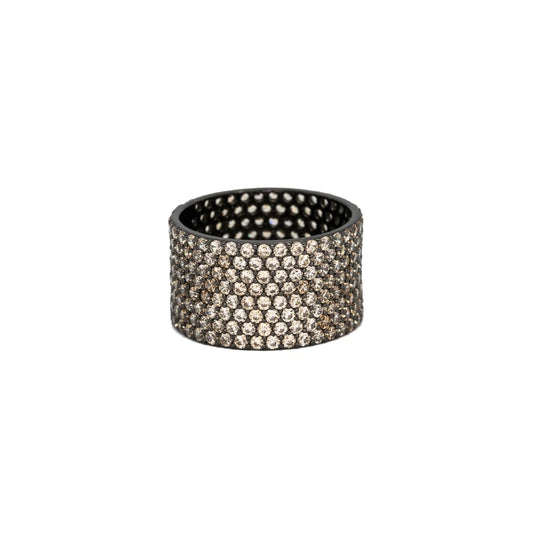 Anello Fascia Alta Nera e Champagne
