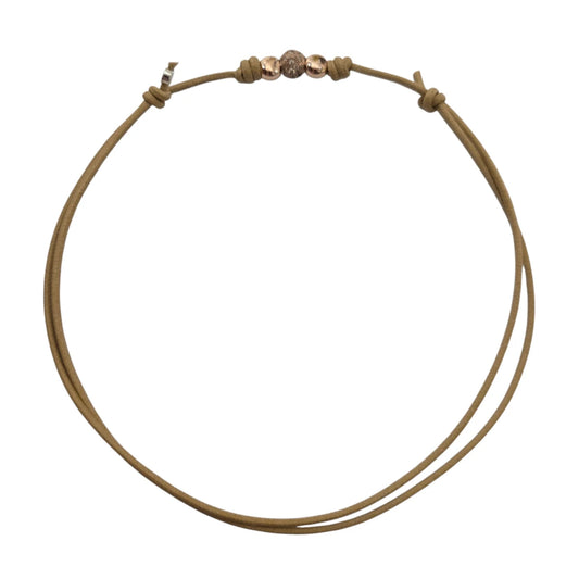 Collana DoDo Cordino pepita oro rosa e diamanti brown e 2 pepite SP