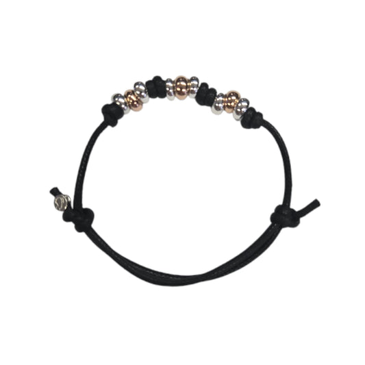 Bracciale Cordino DoDo rondelle bold argento e 3 dorate