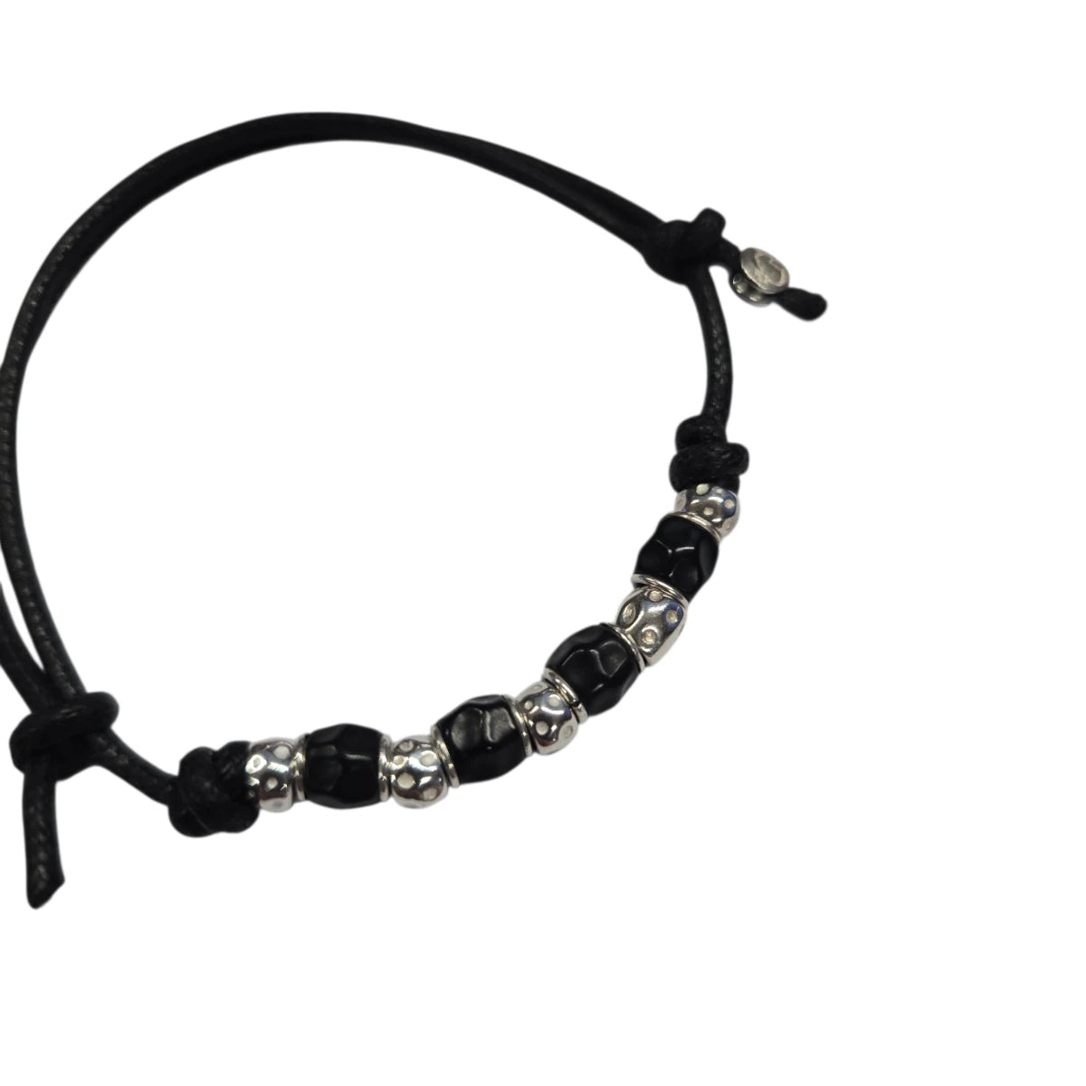 Bracciale Cordino DoDo Granelli Neri e Argento