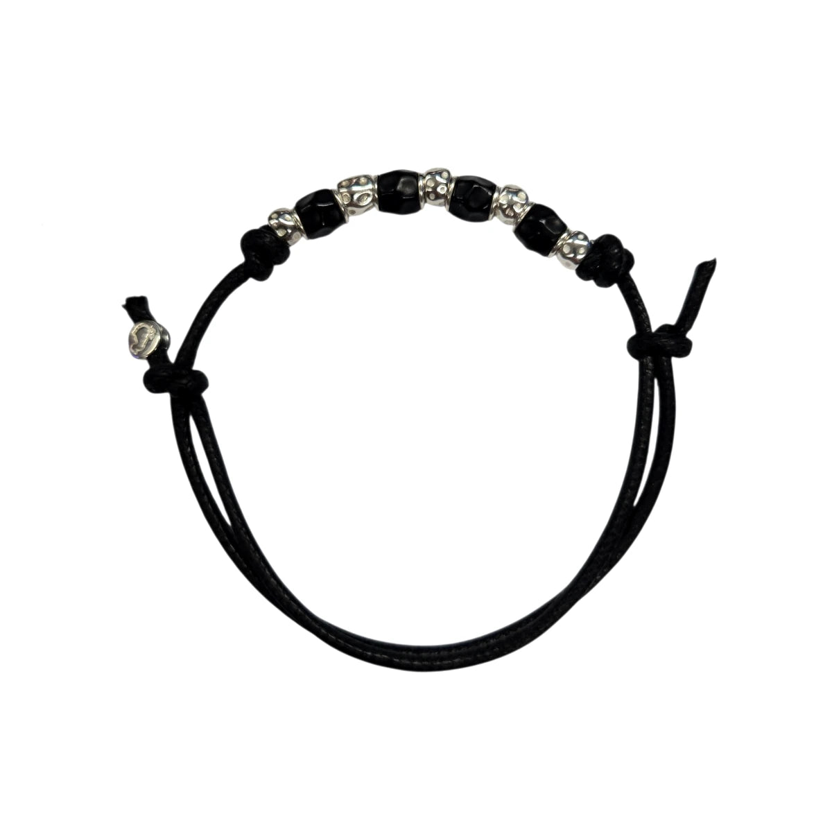 Bracciale Cordino DoDo Granelli Neri e Argento