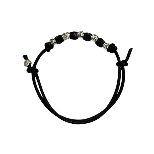 Bracciale Cordino DoDo Granelli Neri e Argento