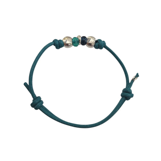 Bracciale Cordino DoDo Pepite e Rondelle Blu