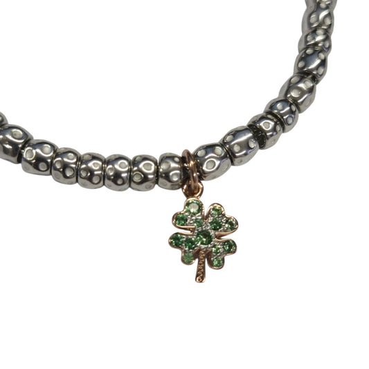 Bracciale DoDo Granelli con Quadrifoglio Tsavoriti