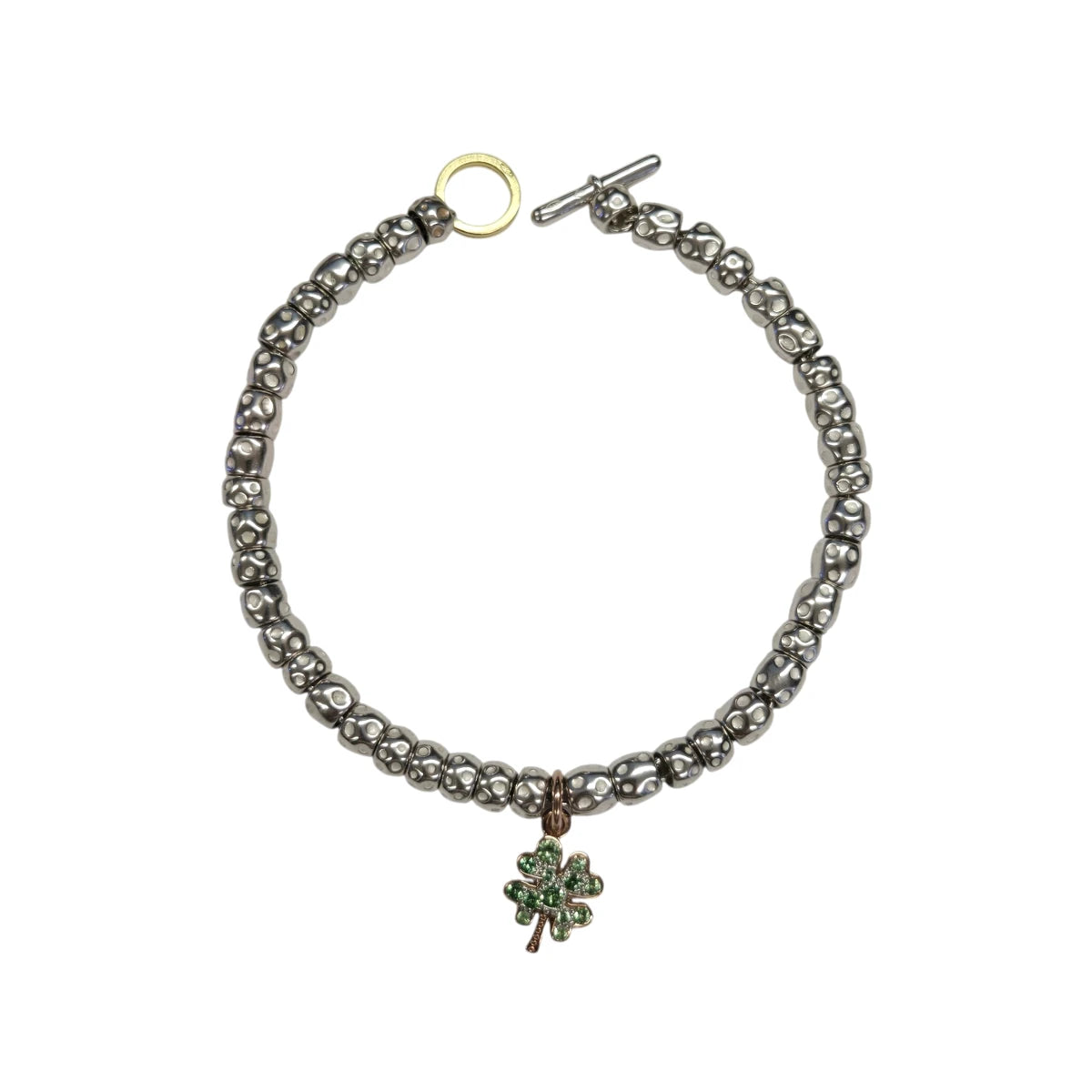 Bracciale DoDo Granelli con Quadrifoglio Tsavoriti