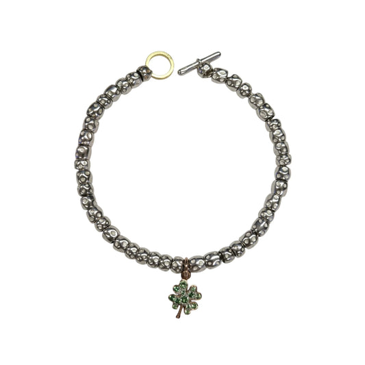 Bracciale DoDo Granelli con Quadrifoglio Tsavoriti
