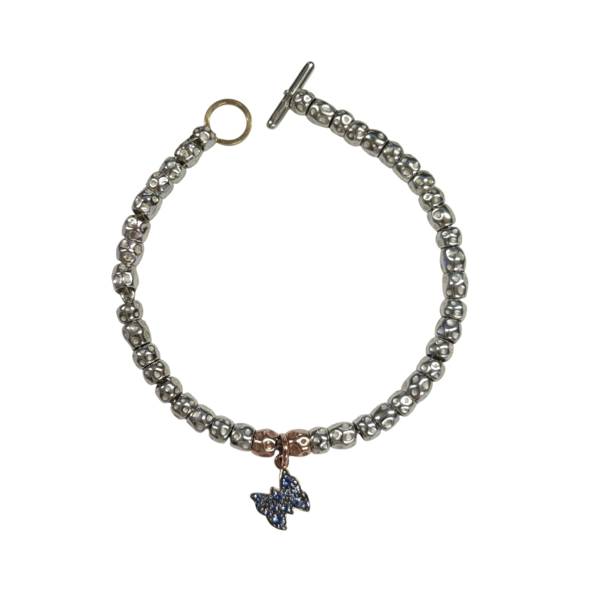 Bracciale DoDo Granelli Argento Oro Rosa e Farfalla