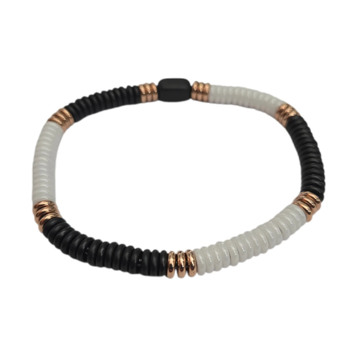 Bracciale Rings Nero Bianco e Dorato Rosa