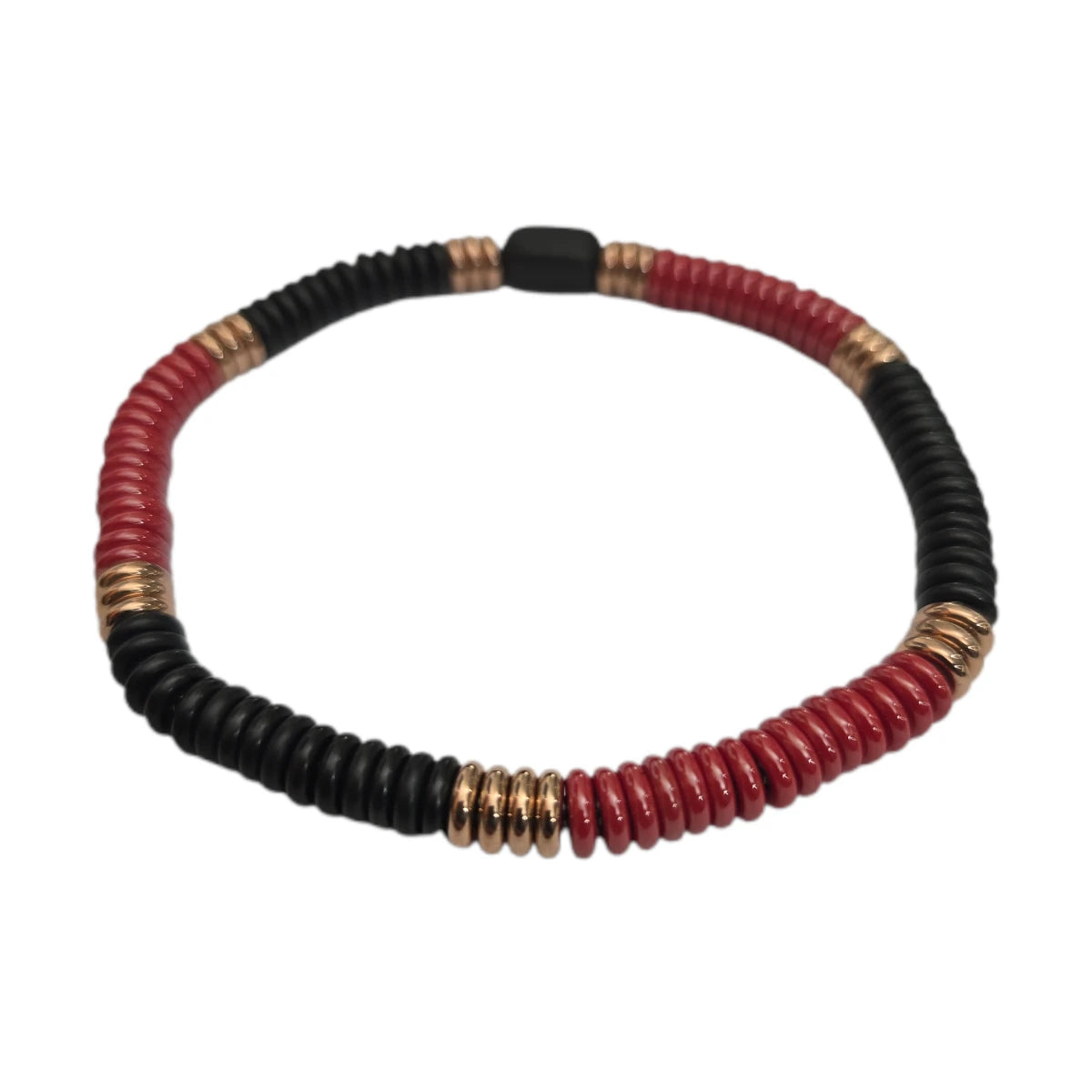 Bracciale Rings Nero Rosso e Dorato Rosa