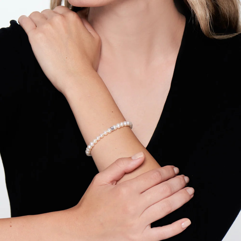Bracciale Elastica con Perle Viola