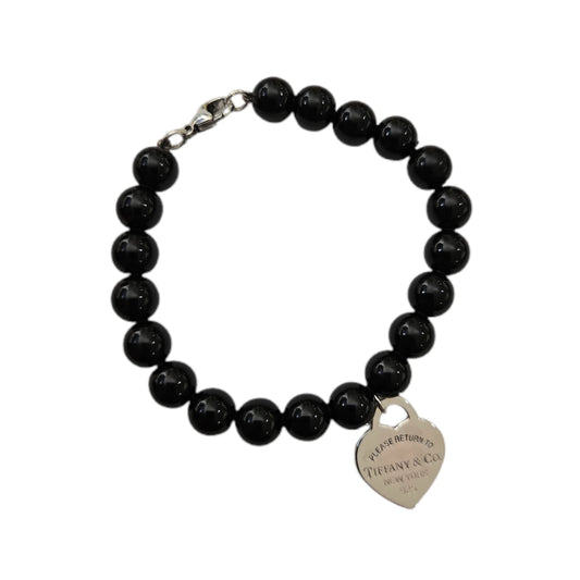 Bracciale Tiffany Beads Nere Tag con Cuore