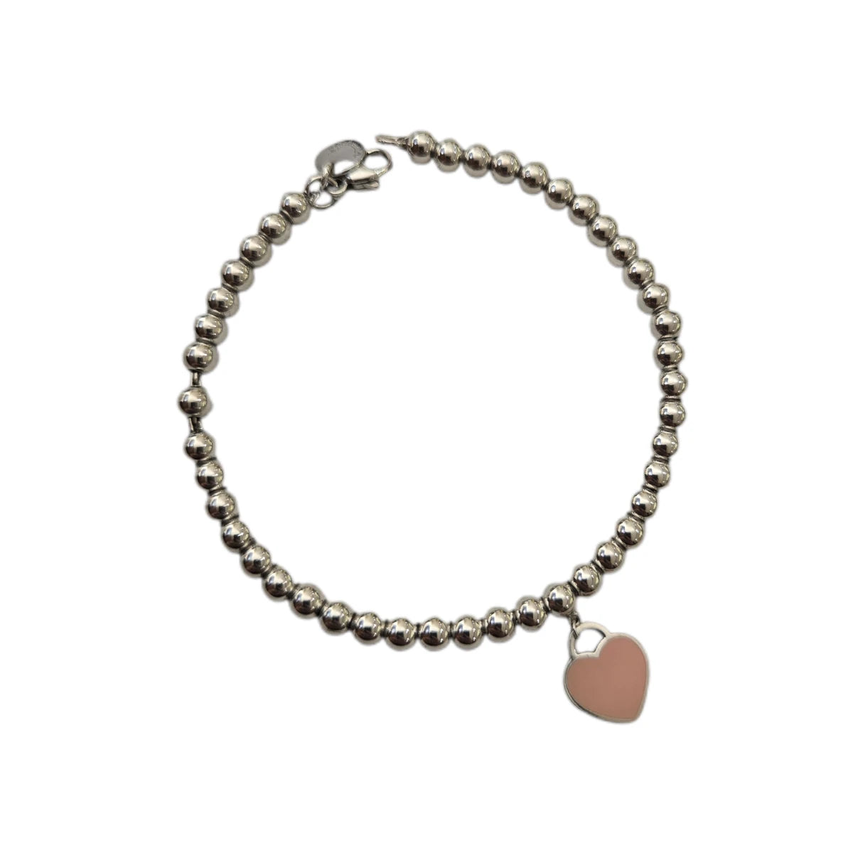 Bracciale Tiffany Beads Tag con Cuore Rosa Pesca