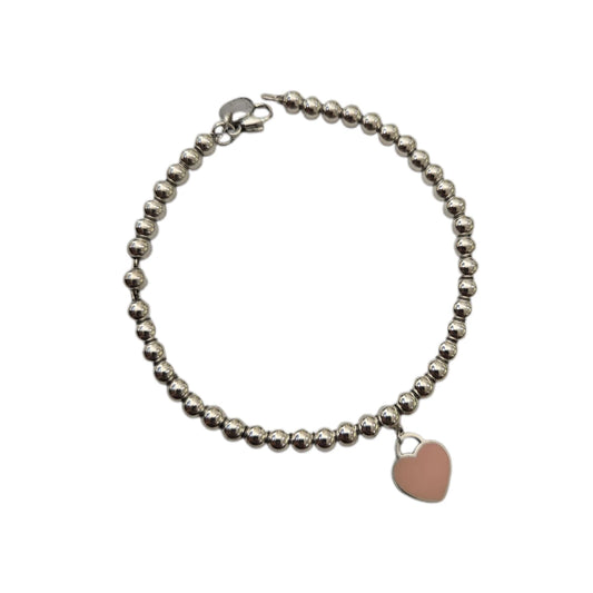 Bracciale Tiffany Beads Tag con Cuore Rosa Pesca