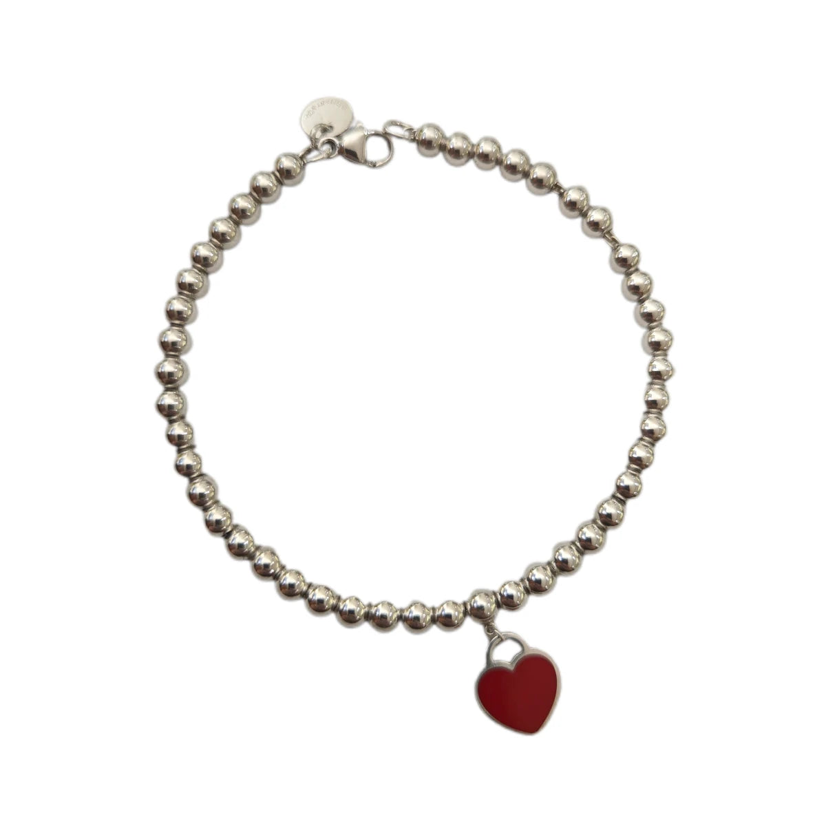 Bracciale Tiffany Beads Tag con Cuore Rosso