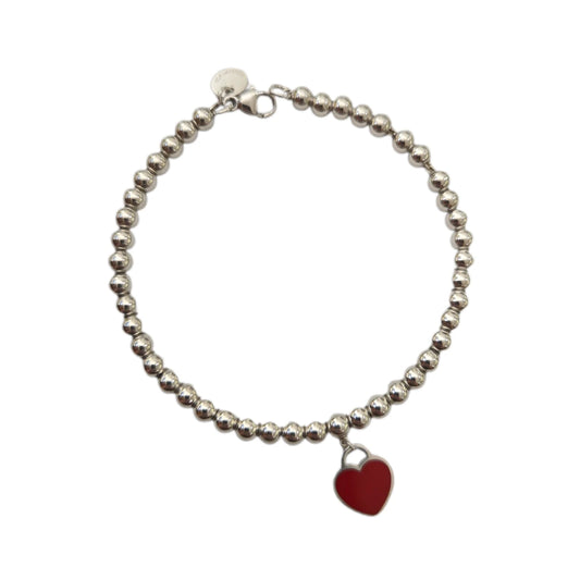 Bracciale Tiffany Beads Tag con Cuore Rosso