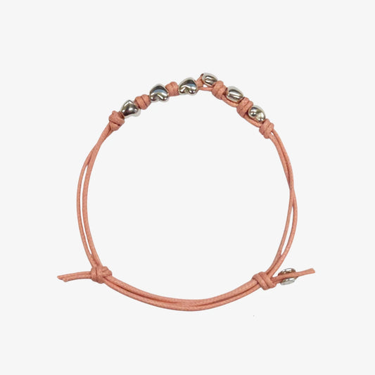 Bracciale Doppio Cordino sottile sei Cuori argento
