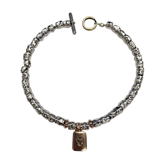 Bracciale DoDo Granelli con Piastrina Rosa e Rondelle