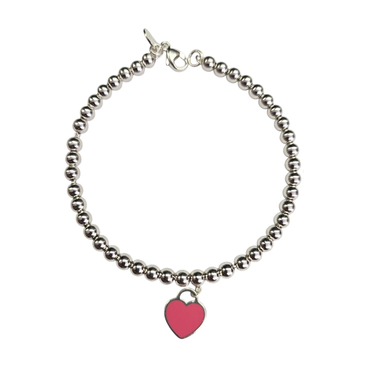 Bracciale Tiffany Beads Tag con Cuore Rosa