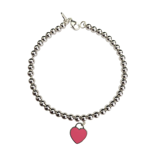 Bracciale Tiffany Beads Tag con Cuore Rosa
