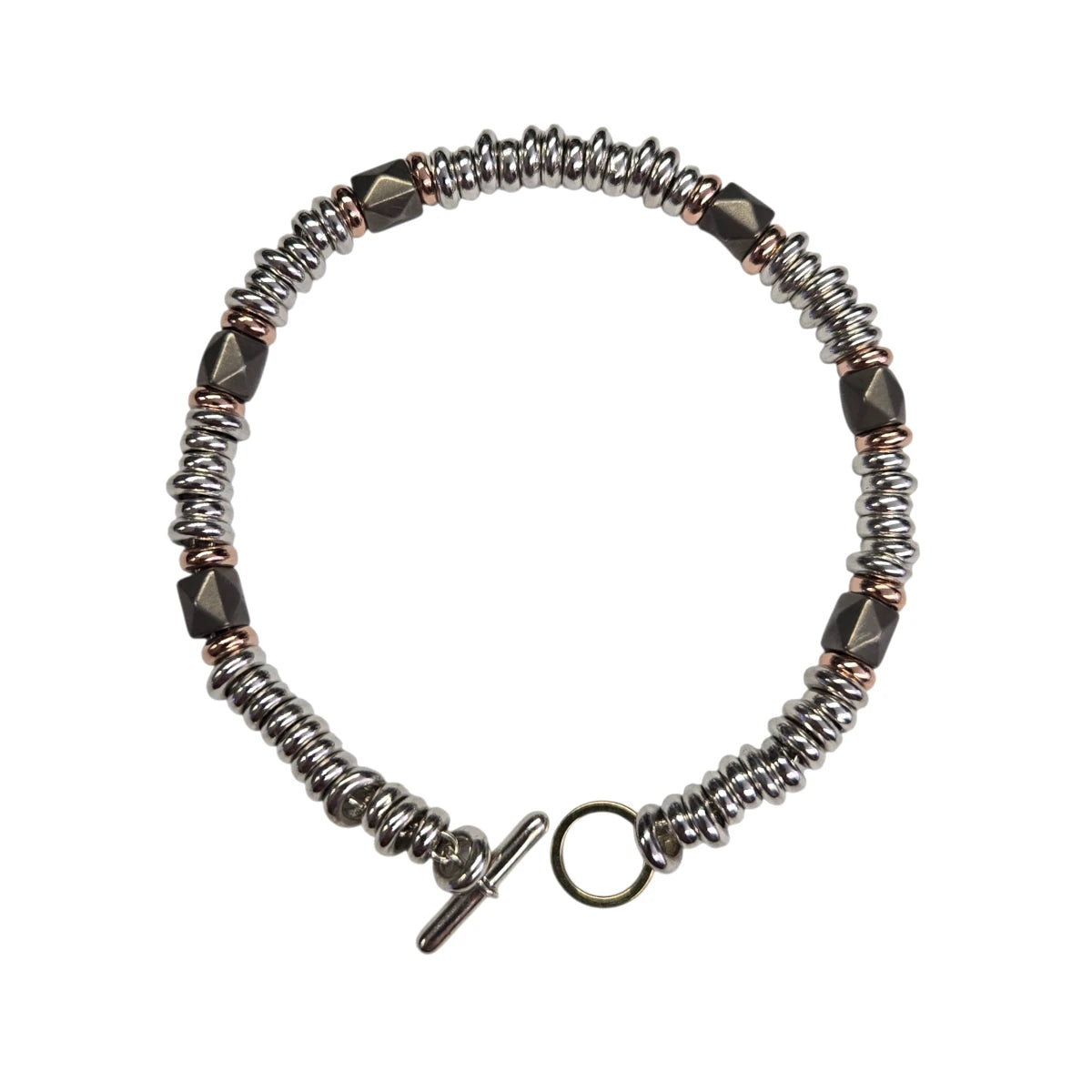 Bracciale DoDo Rondelle Borchie Titanio e Rondelle Oro Rosa
