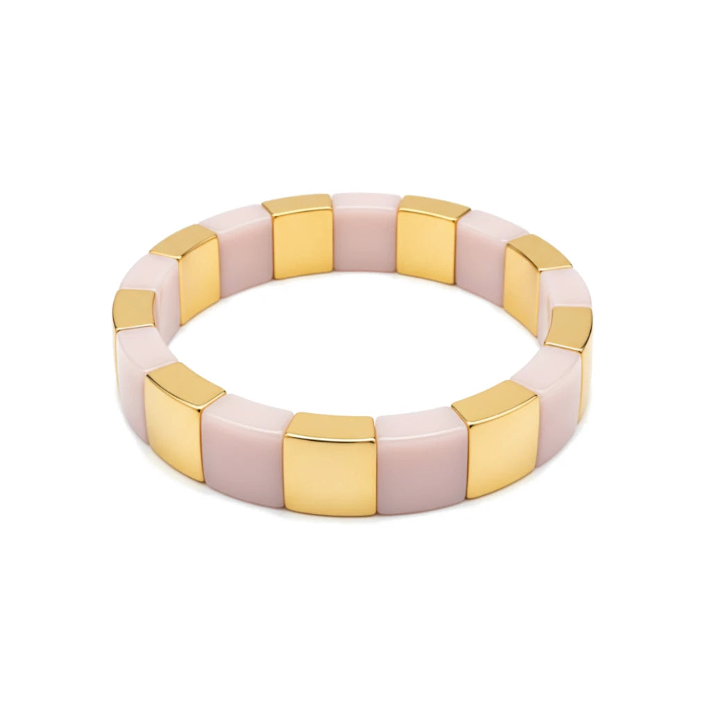 Bracciale Domino Quadrato Oro Giallo e Rosa
