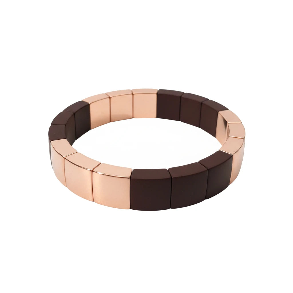 Bracciale Domino Quadrato Oro Rosa e Marrone