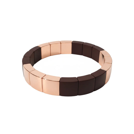 Bracciale Domino Quadrato Oro Rosa e Marrone