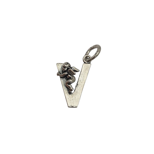 Charm Lettera V con Angelo
