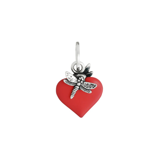 charm cuore libellula rosso