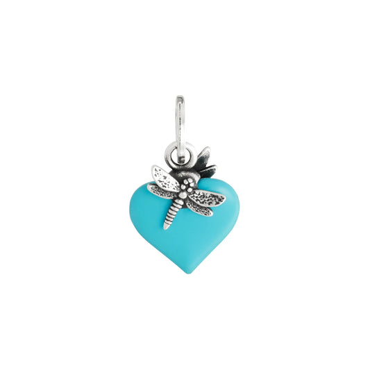 charm cuore libellule azzurro