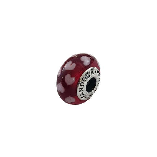 Charm Pandora Vetro di Murano Rossa cuori