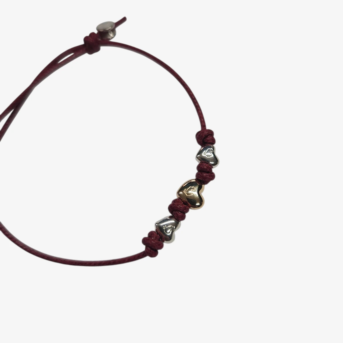 Bracciale Cordino sottile tre cuori